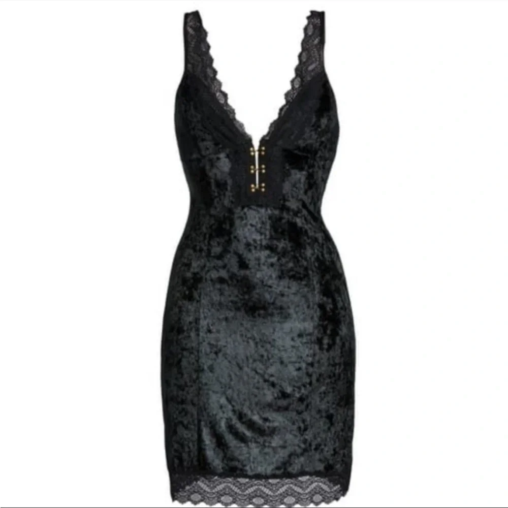 Free People Wait for It Velvet Mini Dress in Black Corset Sz XS - Picture 2 of 2